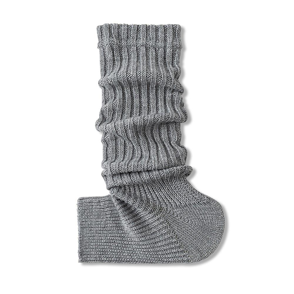 Knitted Socks, Women's White Calf Socks, Leg Covers, Spring and Autumn Grey Pile Socks, Thigh-high Socks, Mid-calf Socks