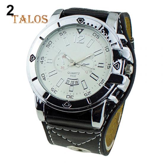 

Talos Модные наручные часы с большим циферблатом и кварцевым стальным кожаным ремешком