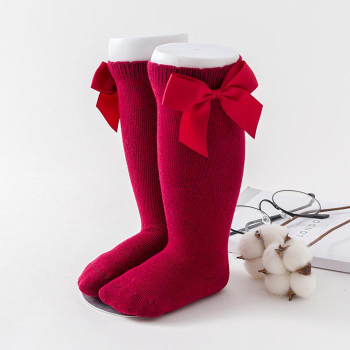 Baby Girls Socks Knee High Socks Cotton Bows Toddler Knee High Long Socks for Kids