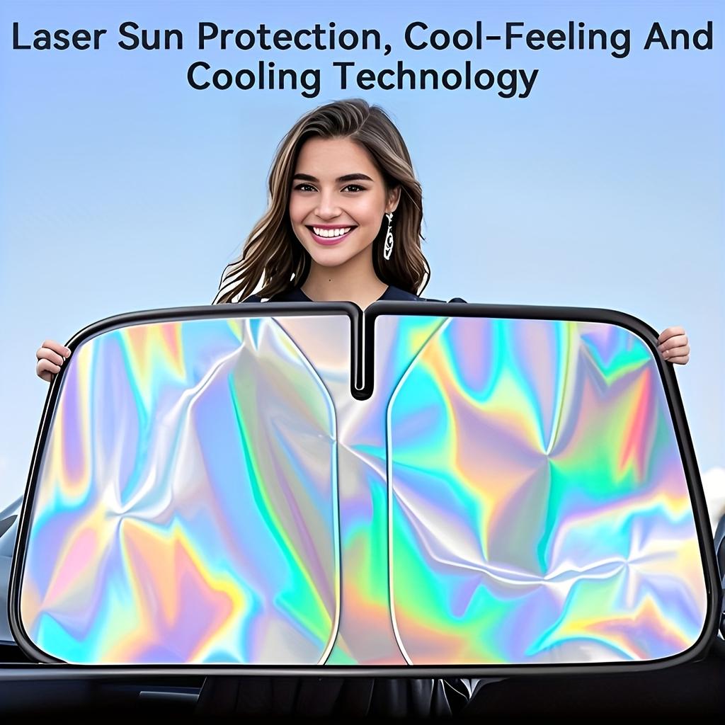 Großer aufrollbarer Auto-Windschutzscheiben-Sonnenschutz mit Laser-Kühltechnologie UV- & Sonnenschutz Frontscheibenabdeckung