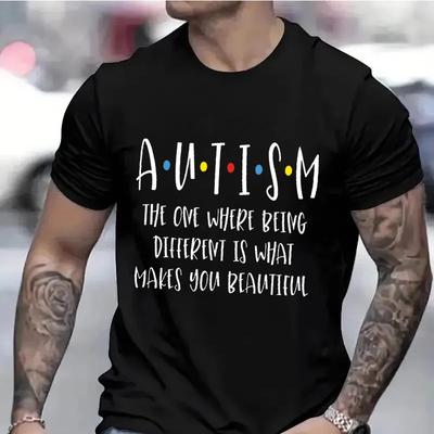 Autismus-Bewusstseins-Shirt für Männer Frauen Kleidung Regenbogen Neurodiversität T-Shirt Schwarze T-Shirts Autismus-Akzeptanz T-Shirt Geschenk Streetwear