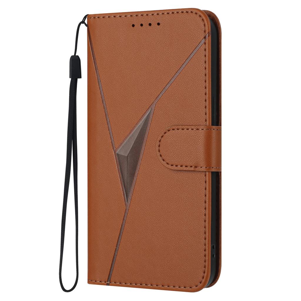 YX0090 For Xiaomi 14T Case Triangle Imprint Leather Phone Cover with Lanyard