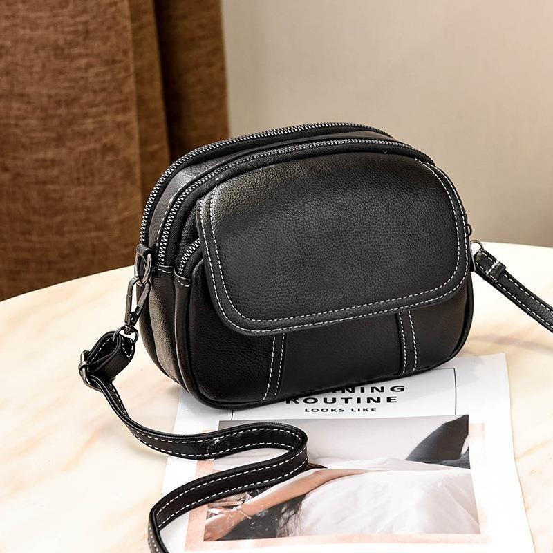 2023 New Pure Color Small Bag Soft Leather Women's Bag Fashion Casual Crossbody Bag