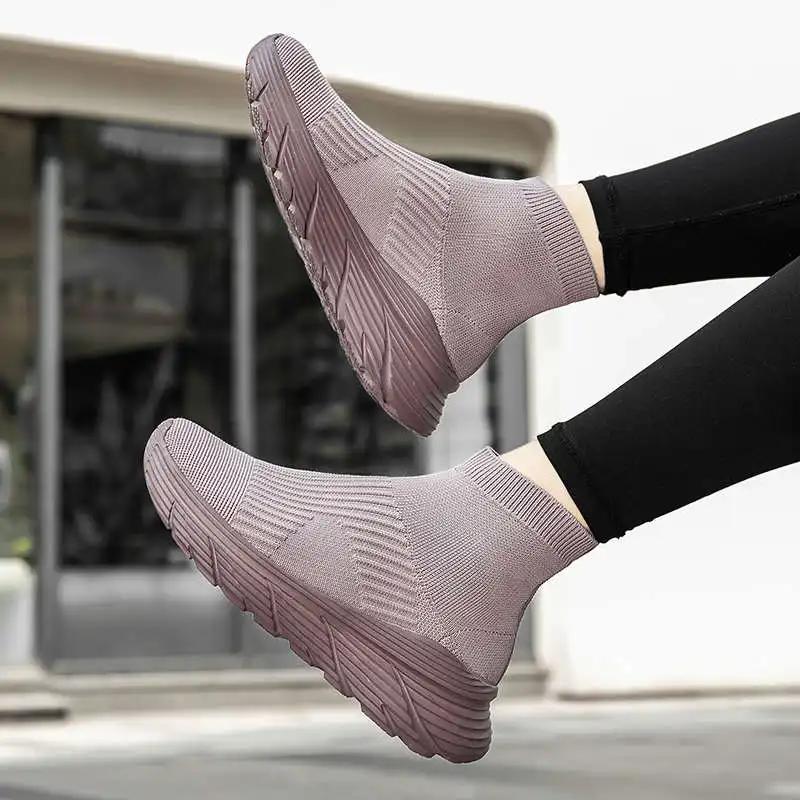 Fashion Slip-ons Pipe Boots Boot Type Sneakers Woven Orange Boot Women's Athletic Shoes Sport Tenus New Style Shors Luxury Brand