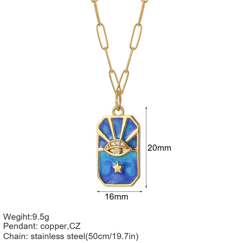 Evil Blue Eye Necklace for Women Cute Heart Boho Moon Star Pendant Gold Color Long Stainless Steel Chain Collars Fashion Choker