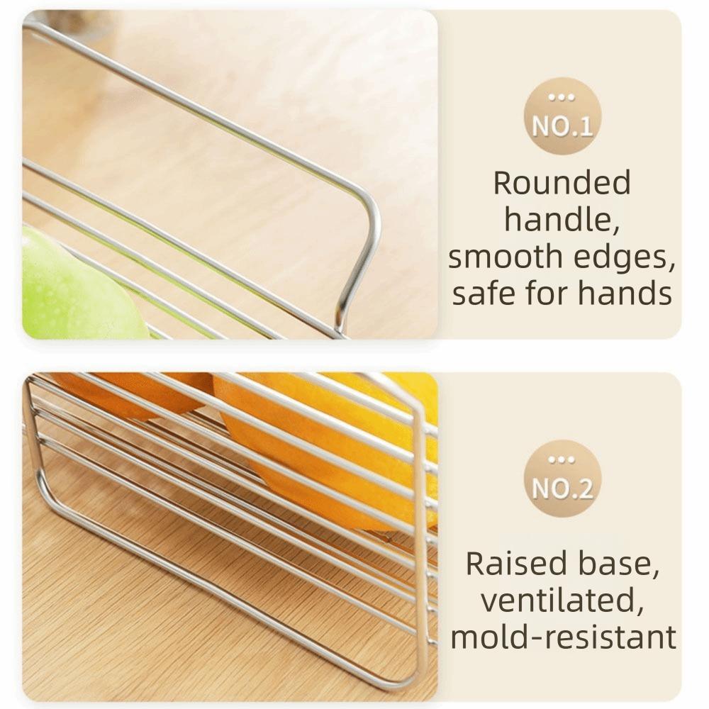 Non-Slip Kitchen Storage Rack Stainless Steel Fruit Vegetable Basket Kitchen