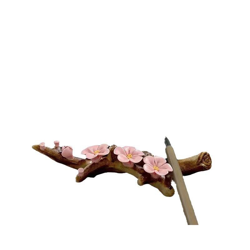 Ceramic Handmade Pinched Flower Incense Holder Incense Burner Ornament Plum Blossom Incense Seat Ornament Creative Rockery Pen