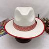 straw jazz hat for Men's and Women's Handmade Woven Sunshade Jazz Straw Hat with Summer Hat Binding and Color Matching Design