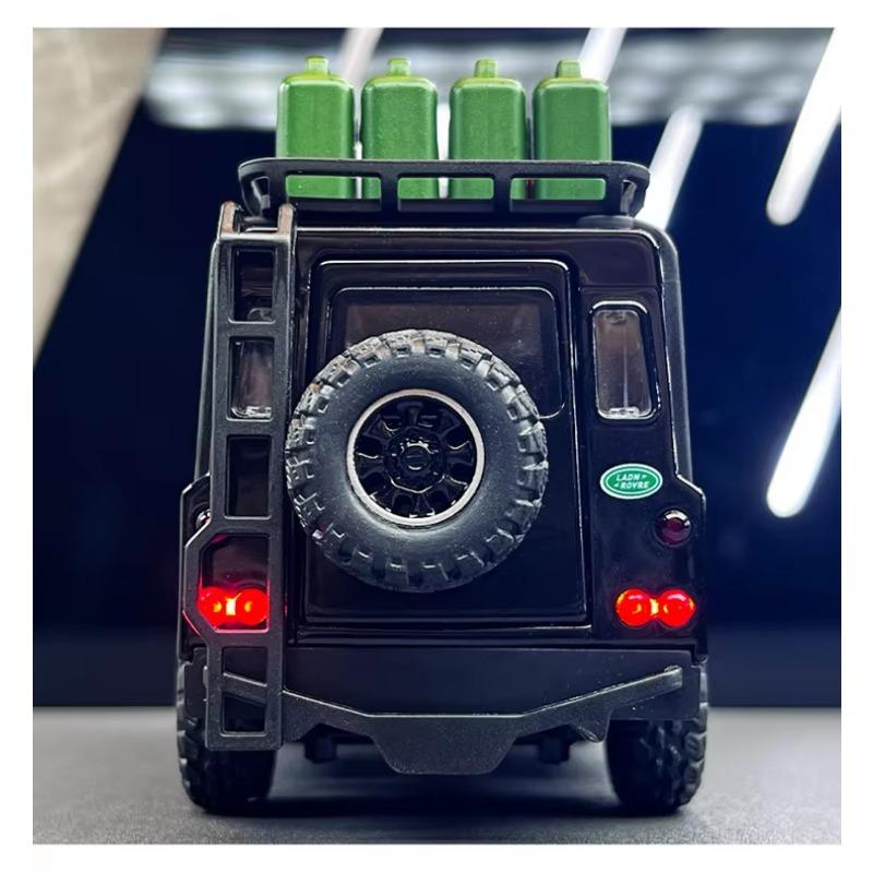 1/32 Land Range Rover Defender Van din aliaj de mașină de camping, model de jucărie din metal, vehicule de teren, model de mașină, lumină sonoră, cadouri pentru copii