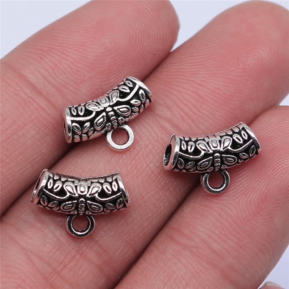20pcs Charms Connector Bails Beads Antique Silver Color Bails Beads Charms Jewelry Findings DIY Bails Beads Connector