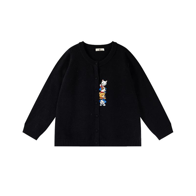 

Shuangtian Winter 2025 Plus Size Cartoon Embroidered Sweater Cardigan for Women F709 2XL чорний