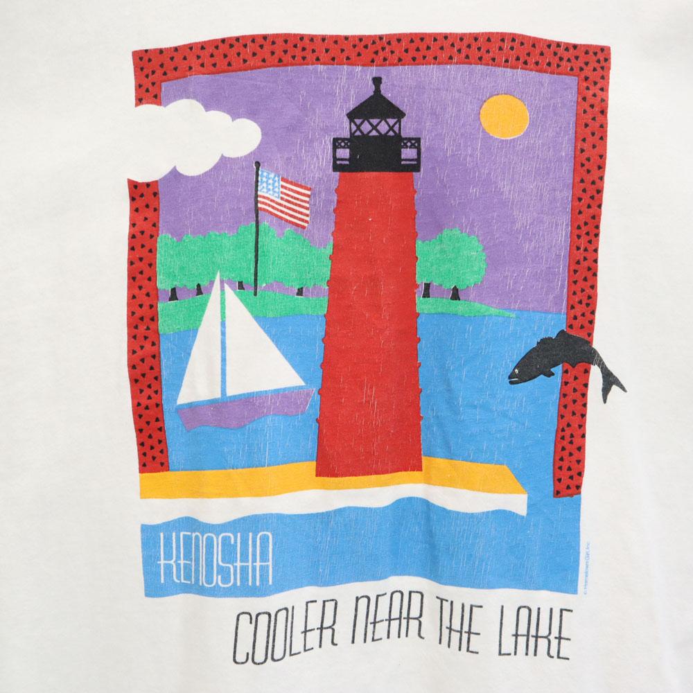 Hanes 90s Lighthouse print Short sleeve Single stitch T-shirt Old vintage Men's Used