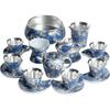 Silver-Plated Ceramic Kung Fu Tea Set: Complete Home Gift Box with Tea Cups and Pot