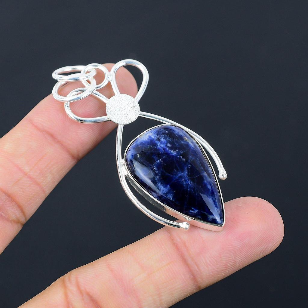 Sodalite Stone Sister Engagement Boho Birthday Unique Pendant Jewelry 925 Silver