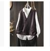 Lace Applique V Neck Cotton Knit Vest Womens Loose Fit Layering Cardigan Autumn Winter Fashion Oversized Sleeveless Top