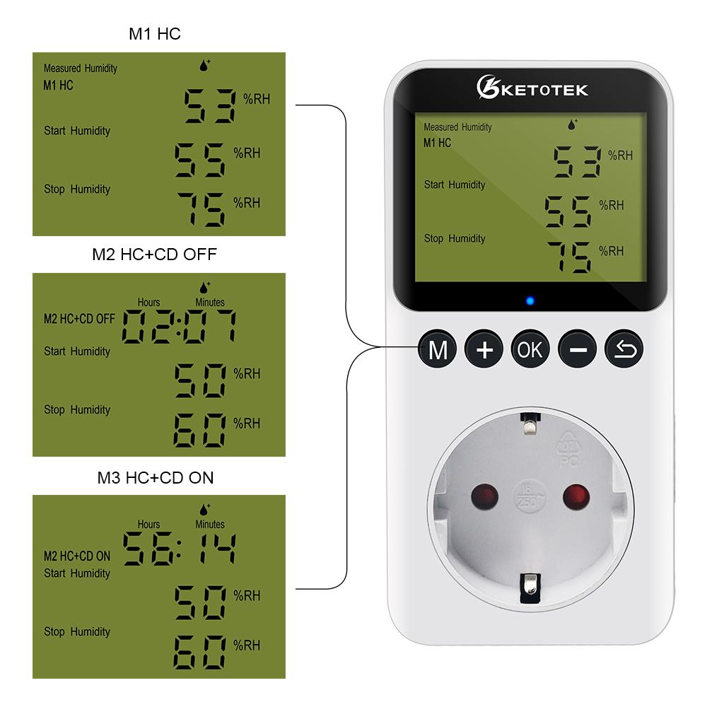 thumbnail image 2 of Digital Humidity Controller Plug - 120V Humidistat With Sensor For Reptiles, Mushrooms & Greenhouses 2 of 14