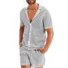 Men's Summer Sports Suit Short Sleeve + Shorts 2 Piece Set