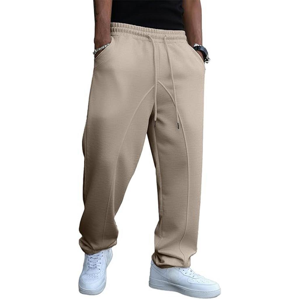 Men's Baggy Stacked Sweatpants  Drawstring Waist Wide Leg Flared Sweatpants Streetwear
