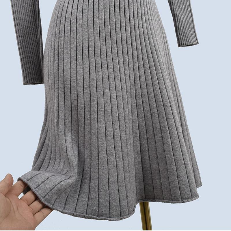 Easiest for Match Western Style Knitted Dress Female Outwear Autumn and Winter Tight Waist Slim Looking Midi Skirt Match with Coat Base Sweater