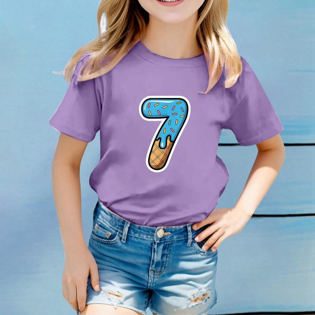 Children Funny Six Seven 67 Meme Print T-Shirt for Kids Humor Round Neck Tee Novelty Gift Girl Top Fashion Children's Clothing