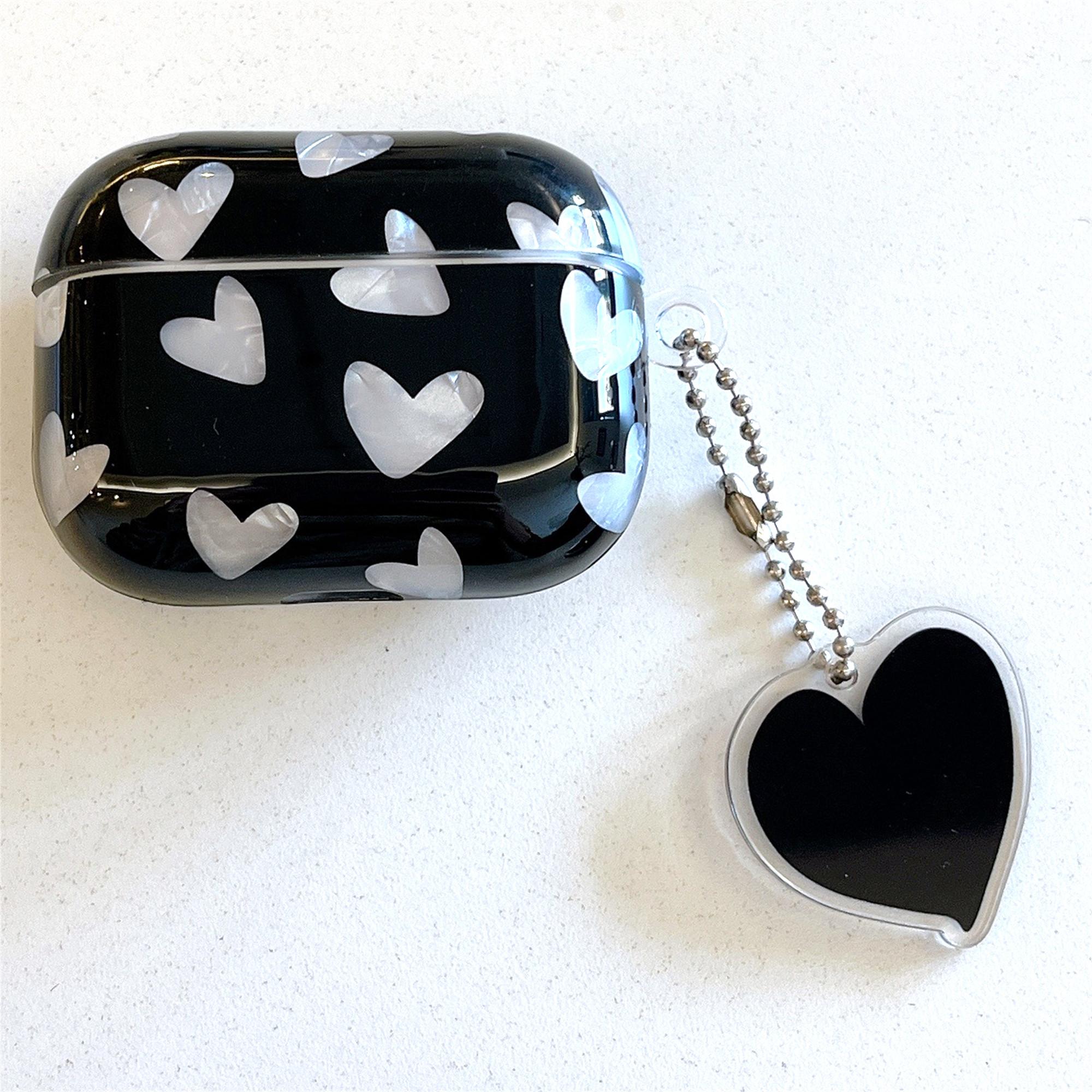 

For AirPods 4 Earphone Case Shell Pattern Heart TPU Cover with Heart Pendant A