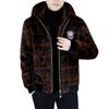 Middle-Aged Men's Gold Sable Velvet Hooded Leather Jacket - Thick Winter Coat