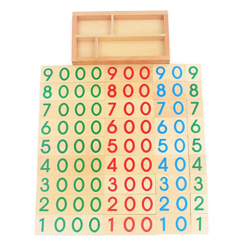 Cartes Numériques en Bois, Jouets Numériques 1-9000, Jeu de Mathématiques Éducatif en Bois, pour Enfants d'Âge Préscolaire, Maternelle, Garçons, Filles, Maison, École, Salle de Classe