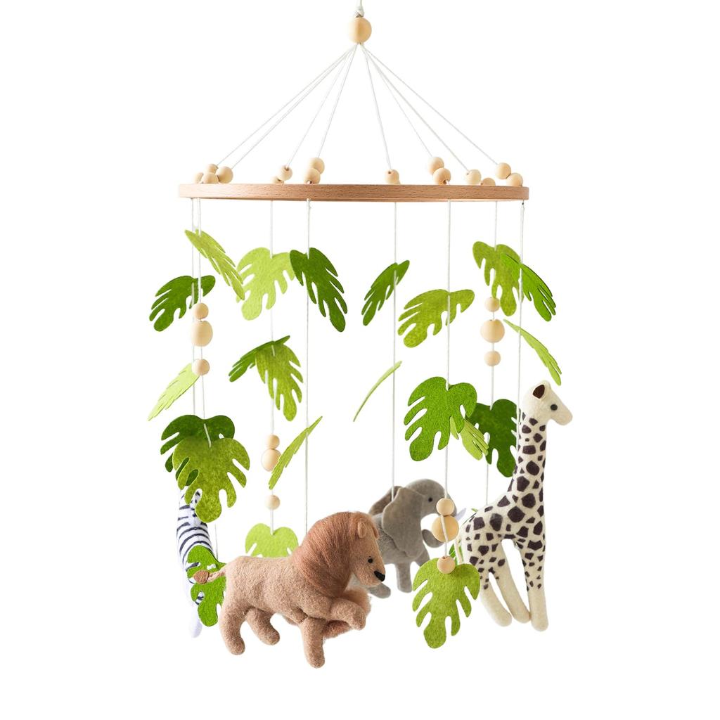 Make Wooden Bed Mobile for Babies Baby Baby Shower Soothes Mobile Let's 0+, Newborns, Prep, Gift, Crying, Animal-Shaped (Green)