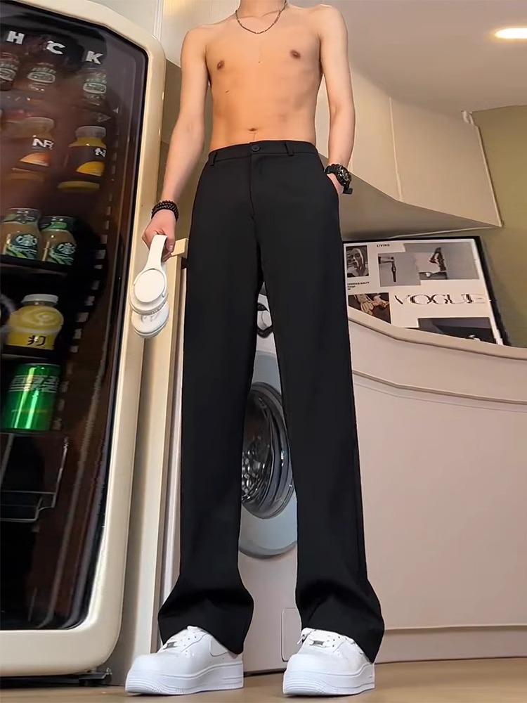 

Мужские черные брюки прямого кроя для костюма с микро-клешем в виде ятагана - Высокое качество для весны/осени 2025. Extra Large чёрный