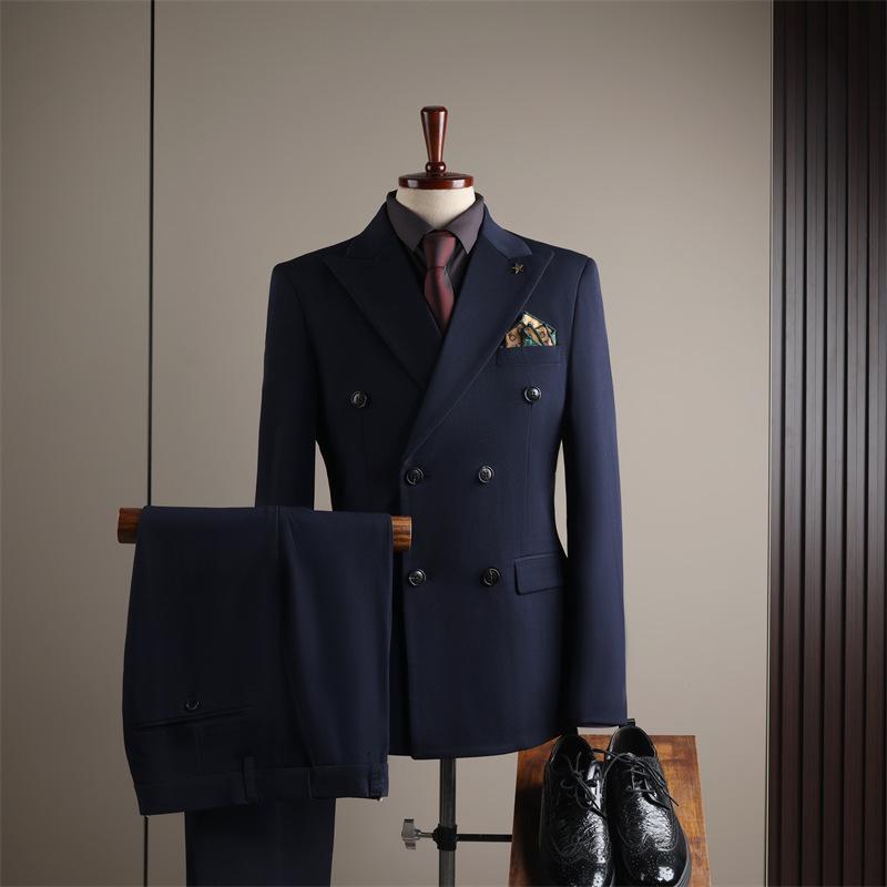 Men's High-End Slim-Fit Suit Set: Business Formal, Groomsman, Wedding Groom's Wear, Wrinkle-Resistant Jacket