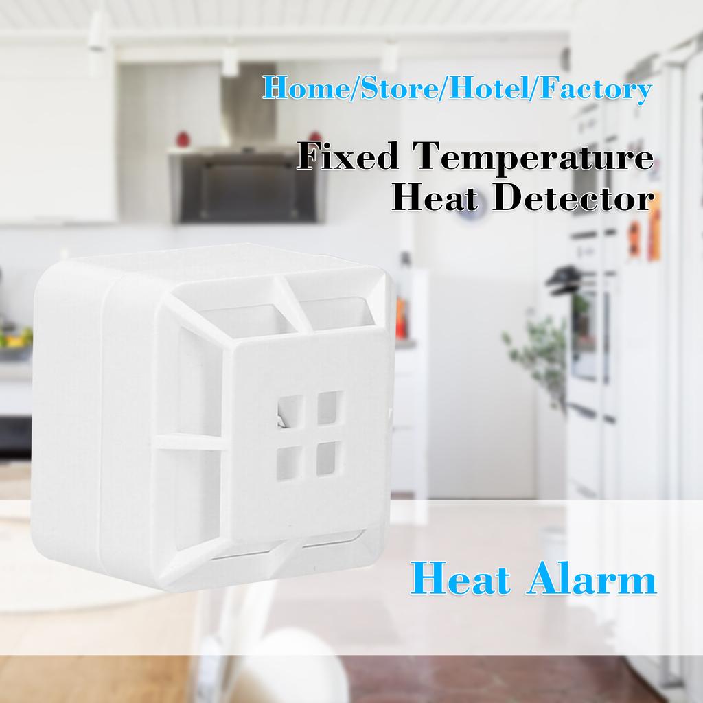 Heat Alarm Fixed Temperature Heat Detector 5 Year Battery Powered 85dB Alarm Sound for Home Kitchen Garage Temperature Detector