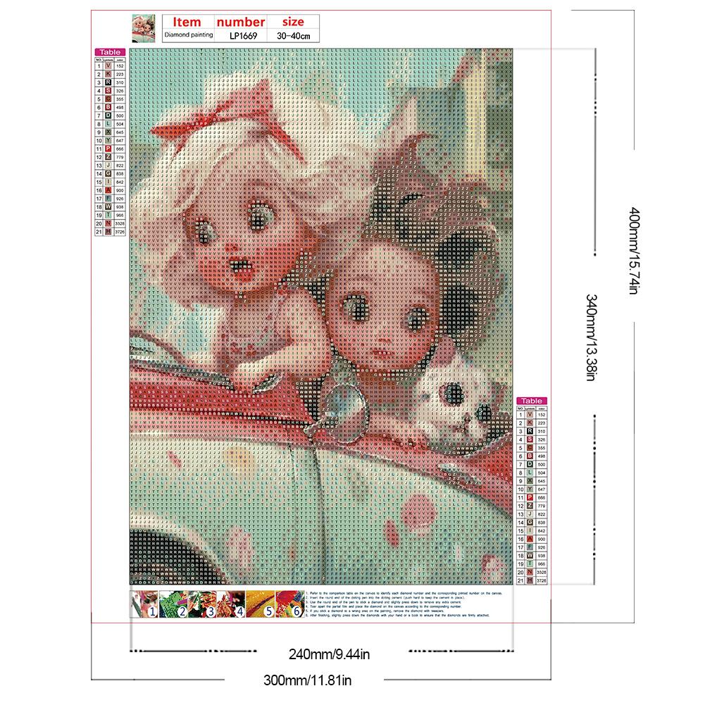 30*40CM 5D DIY Vollrunde Bohrer Strass Süßes Mädchen Kit Kunsthandwerk Mosaik Malerei Stickerei Handgefertigt Heimdekoration Geschenk