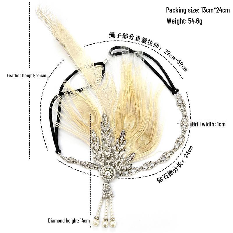 1920s Gatsby-Style Feather Headdress and Gloves: Retro Medieval-Inspired Accessories