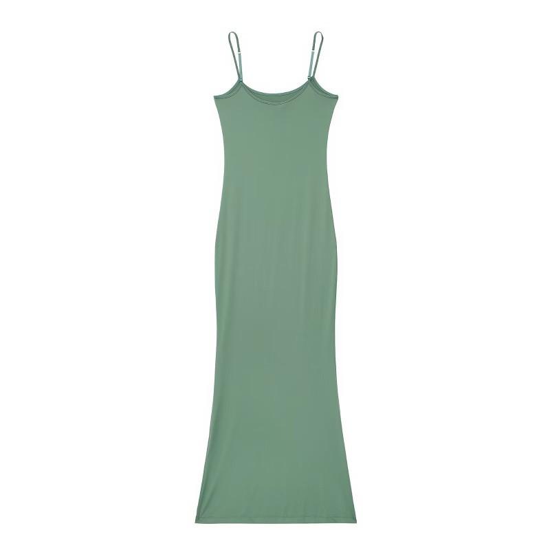 European American Women s Clothing Fashionable All-matching Slim Sling Long Dress M зелёный