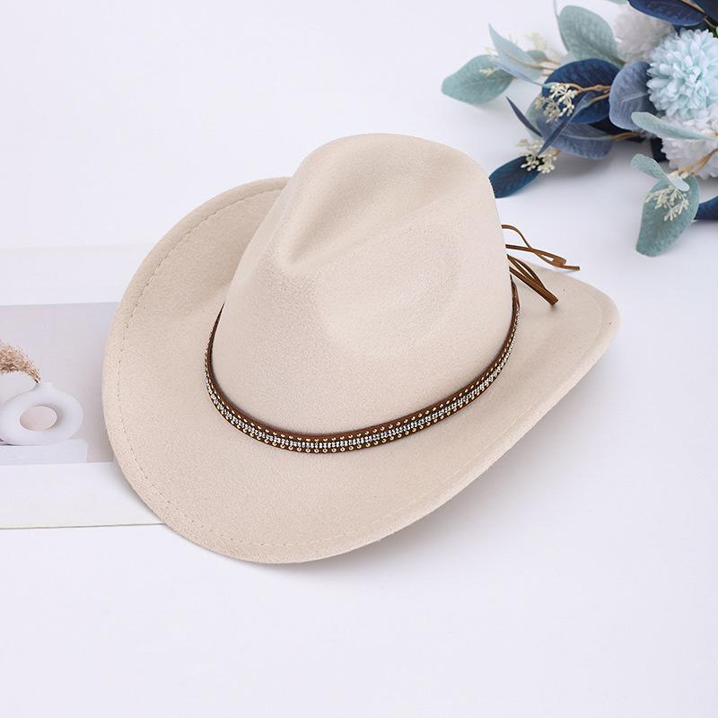 Western Cowboy Hat, Rivet Jazz Hat, Upturned Top Hat, Big-brimmed Felt Hat, Sunshade Woolen Hat, Men and Women