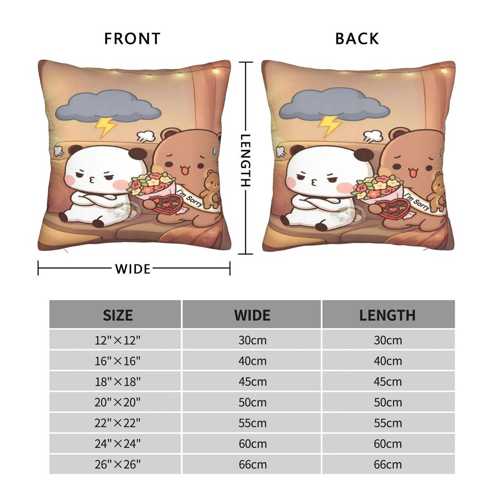 Kawaii Bear Pillow Case Bubu Dudu Graphic Pillow Cover Novelty Pillowcases For Sofa Home Decor