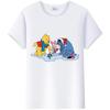 Y2K Tshirt Kawaii Tops Unisex Cartoon Winnie The Pooh Tigger Friends Graphic t-shirt Summer Blouses White Tees