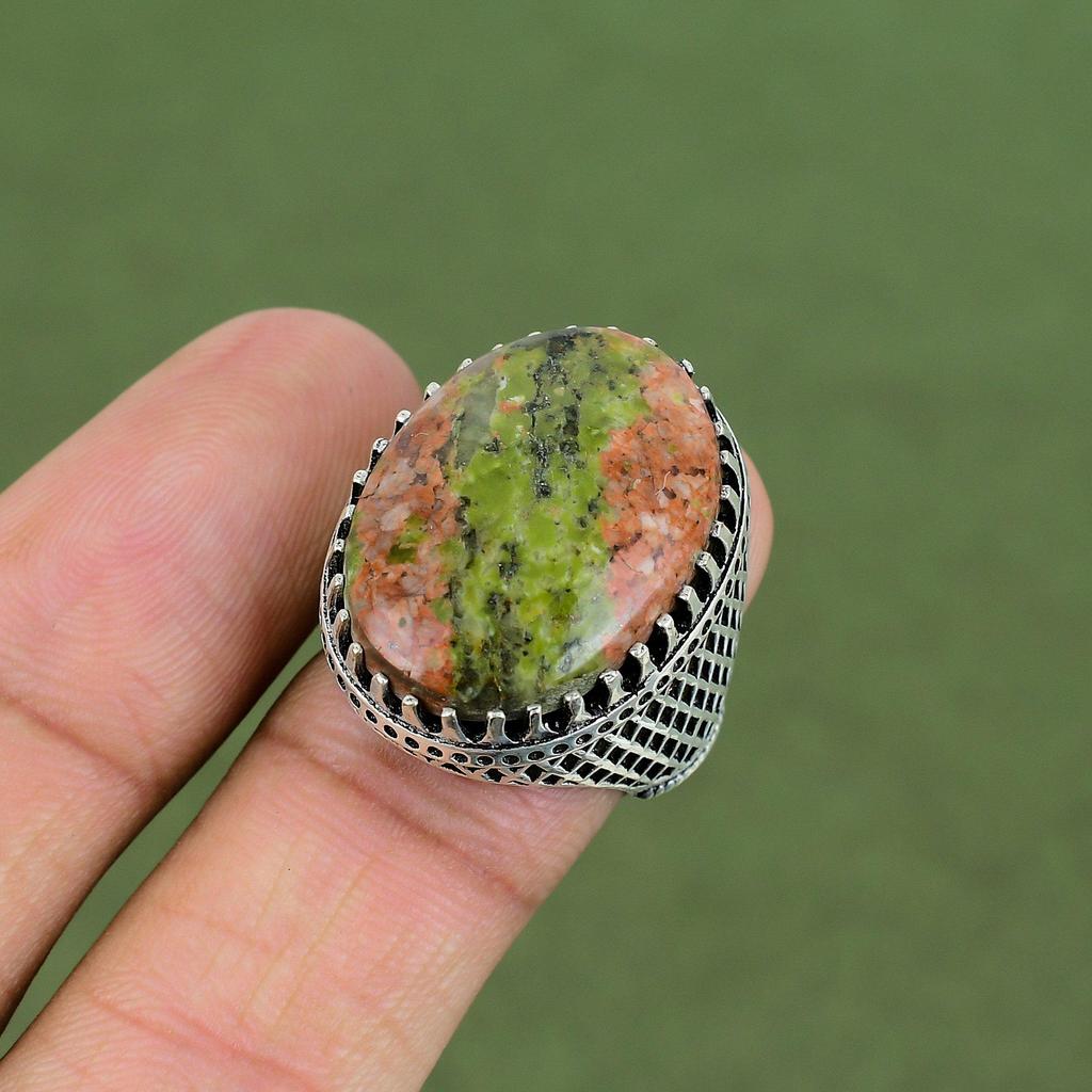 Unakite Ring 925 Sterling Silver Ring Handmade Dainty Jewelry Gemstone Ring Very Pretty Unakite Jewelry Gifts For Her Available In Ring Size