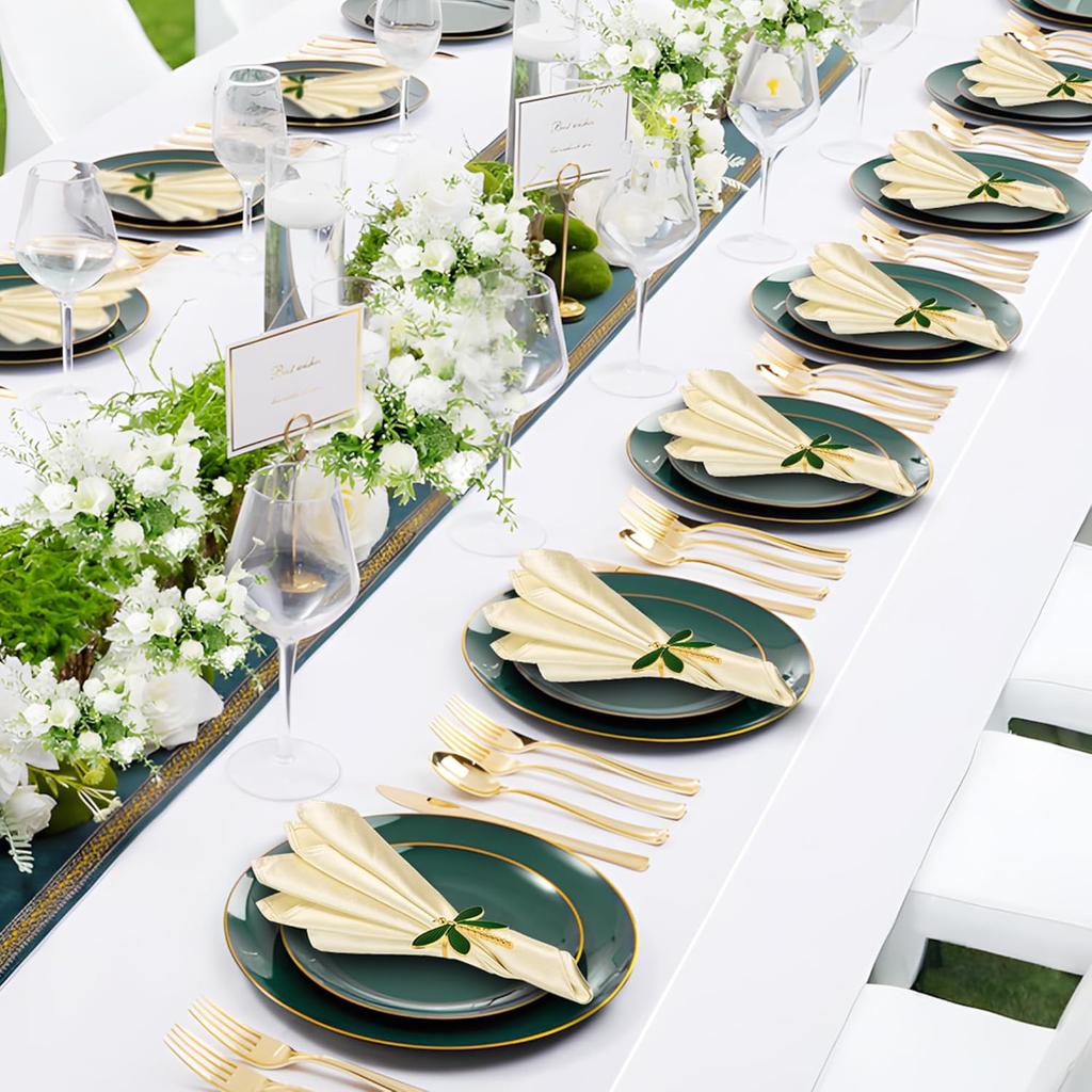 Minimalist Green Dragonfly Napkin Rings for Hotel and Restaurant Table Decor Elegant Napkin Holders for Dining Settings
