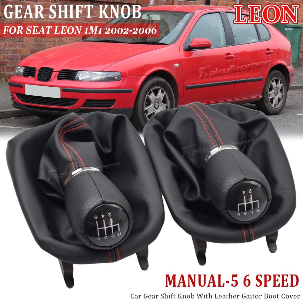 Gorąca Sprzedaż MT 5/6 Biegów Samochodowa Gałka Dźwigni Zmiany Biegów z Osłoną Przeciwpyłową Dla Seat Leon 1M1 2002 2003 2004 2005 2006