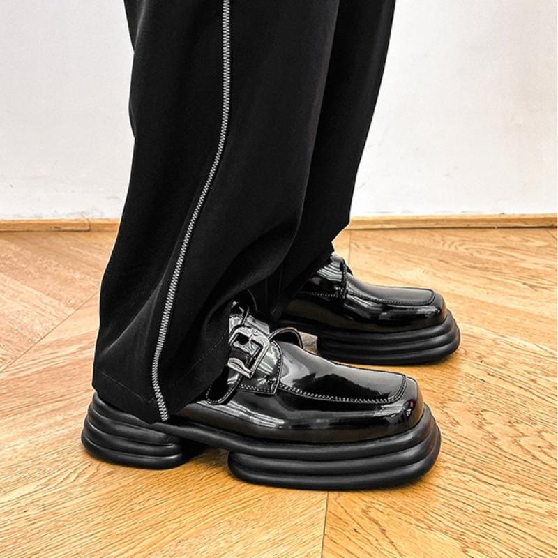 Fashion Shoes for Men Square Head Casual Leather Shoe British Style Derby Shoe Leather Men Loafers Shoes High Quality Casual Men Shoes