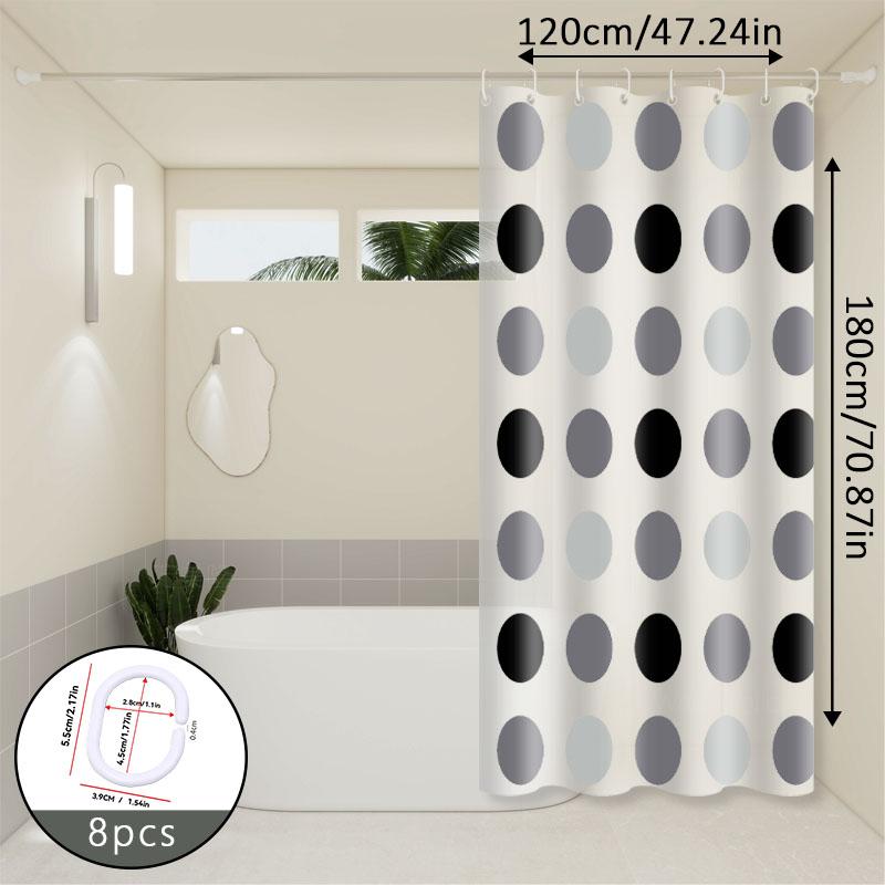 Gray and White Polka Dot Shower Curtain, Fine Wave Dot Design, Light and Uncluttered Style, Bathroom Shower Partition Curtain