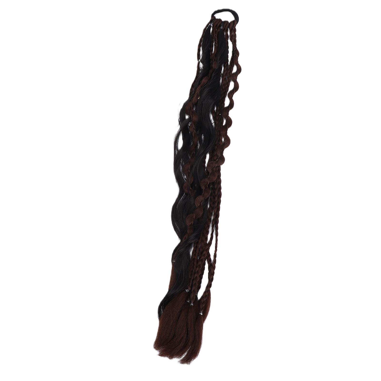 Tomtop Jms Unisex Black 23.6 Inches Elastic Dread Ponytail Extension With Hair Tie Braided Ponytail Extension For Travel And Leisure Style