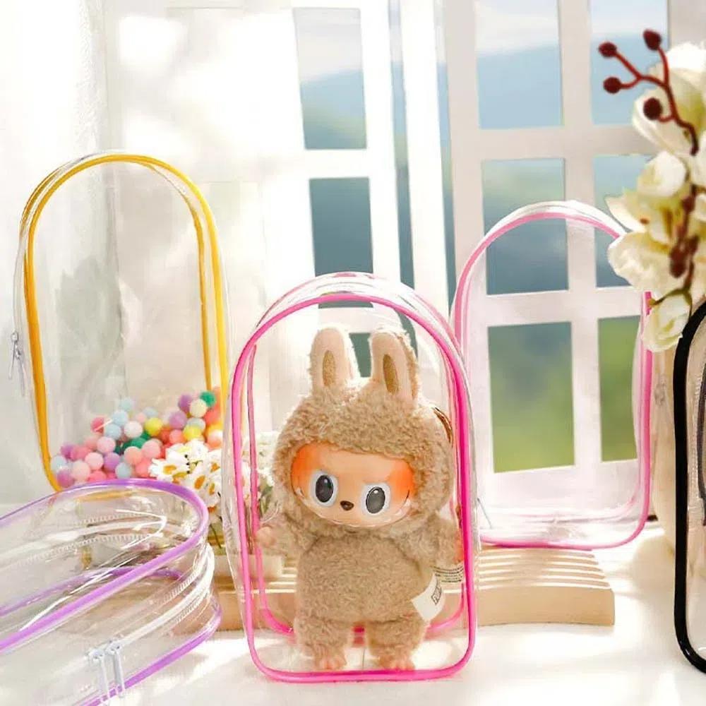 

18cm Labubu Time Doll Labubu Clear Outdoor Doll Bag Outdoor Doll Display Bag Doll Accessories Dark Pink-Only Bag