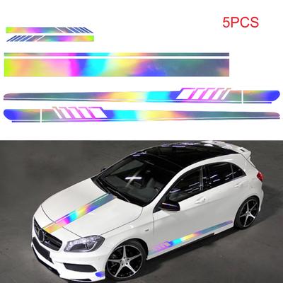 5 Stück reflektierende Streifen Vinyl Auto Seitenaufkleber Karosserie Racing Sport Aufkleber Universal Auto LKW DIY Aufkleber Streifen Vinyl Aufkleber Dekoration