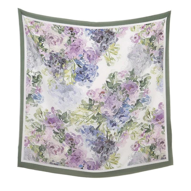 110*110cm Neuer Baumwoll-Leinen-Quadratischer Schal Damen Kopftuch Blumenmuster Halstuch Schals Kopftuch Bandanas Haargummi Stirnbänder