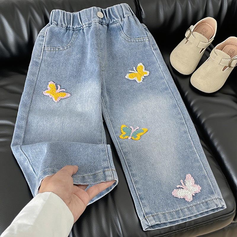 Girls' Soft Denim Washed Jeans - Autumn 2025 Straight & Wide Leg