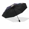 1pc Stained Glass Cats Moon Night Umbrella with Plastic Handle,Suitable for All Seasons Home Travel Outdoor UmbrellaDD063