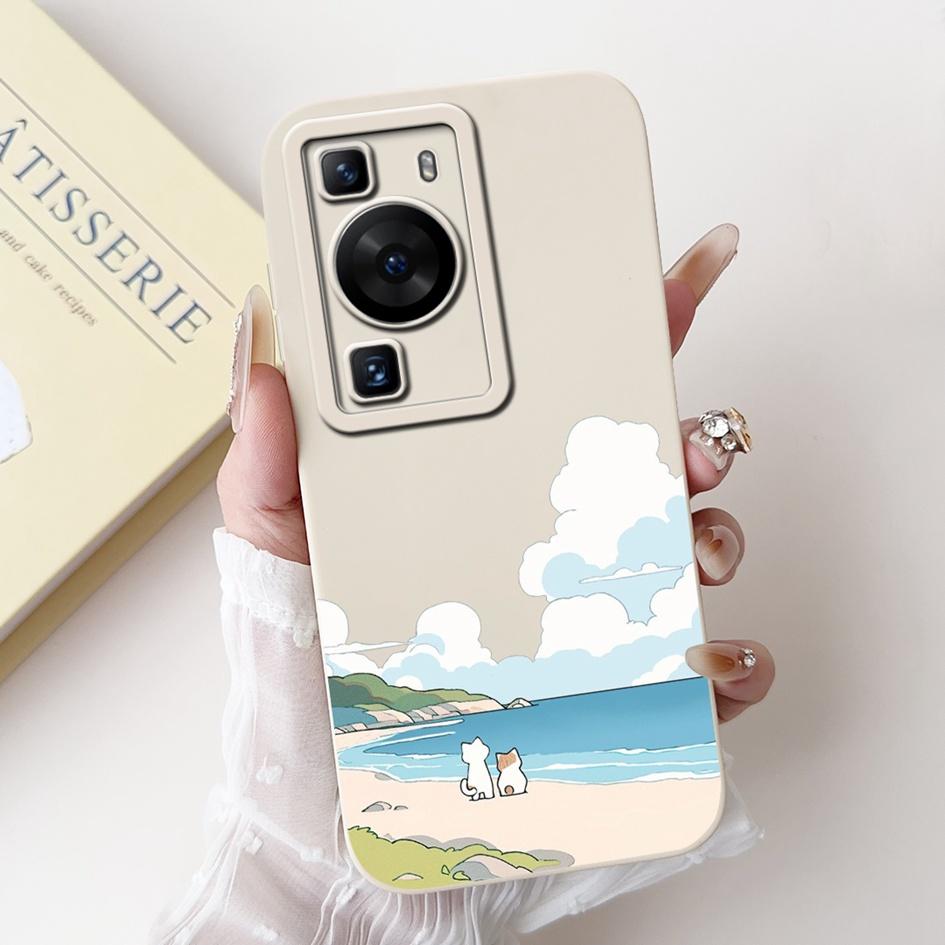 For Huawei P60 Pro Case MNA-LX9 Shockproof Cover Cute Cartoon Square Lens Protection Bumper For Huawei P60 Art P 60 P60Pro Funda