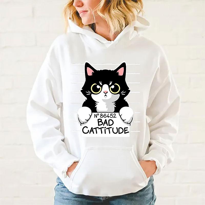 Hot Cat Printed Women And Men Hoodies Loose Pullover Hooded Plus Size Autumn And Winter Long Sleeve Couple Sweatshirt